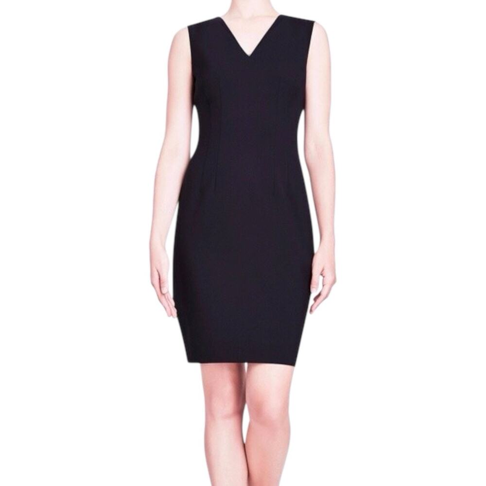 Elie Tahari Women Sz 8 Black Heart shape neck line Sleeveless Midi Sheath Dress
